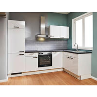 ECKKÜCHE 285/165 cm  in Graphitfarben, Weiß Hochglanz  - Weiß Hochglanz/Schwarz, Design, Holzwerkstoff/Metall (285/165cm) - Pino