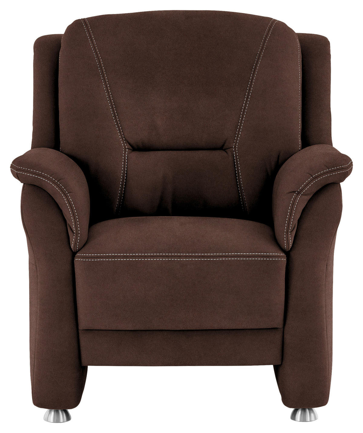 SESSEL in Mikrofaser Braun  - Beige/Alufarben, Konventionell, Textil/Metall (90/100/89cm) - Beldomo Comfort
