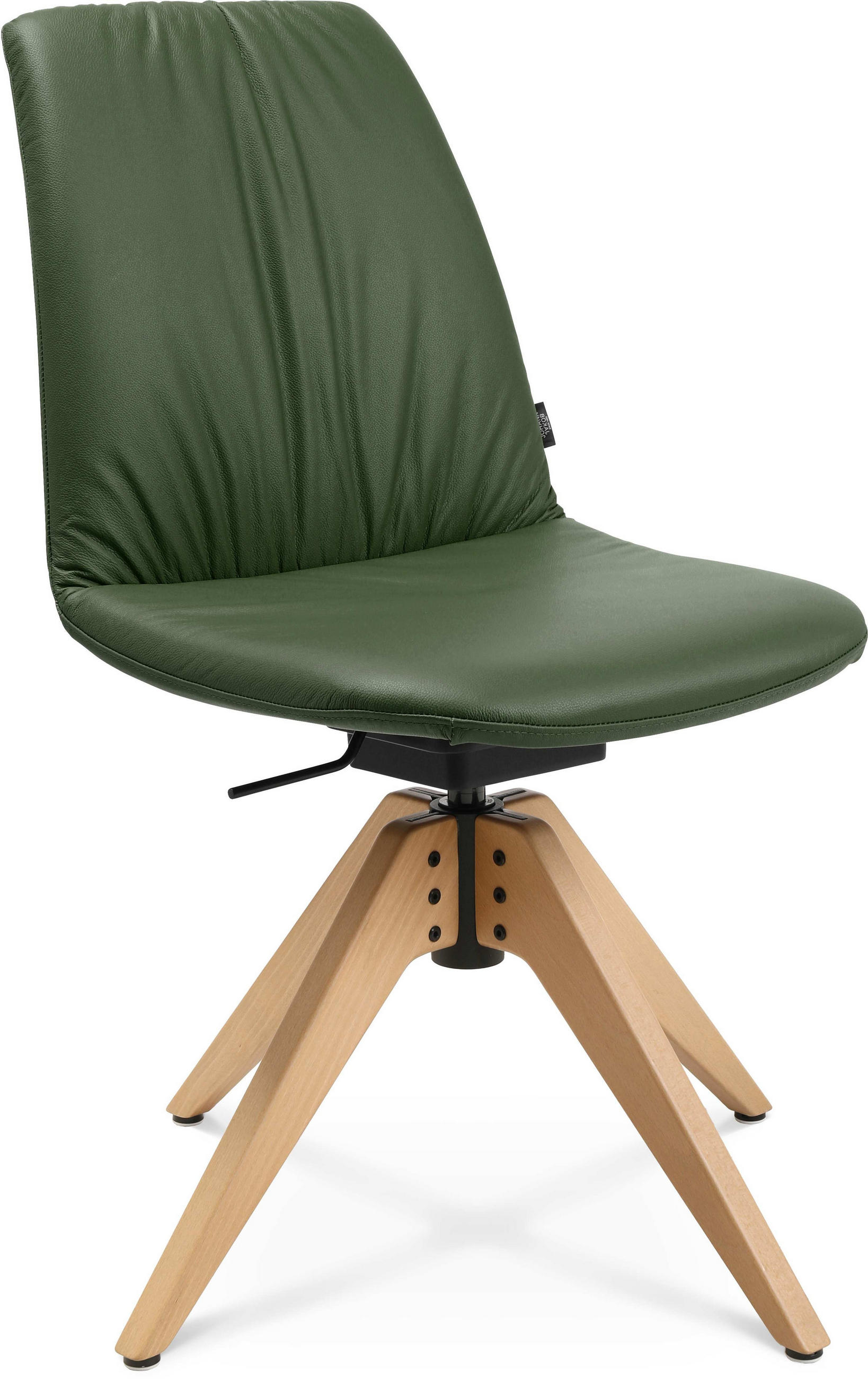 STUHL  in Echtleder pigmentiert Holz, Leder  - Eichefarben/Grün, Design, Leder/Holz (46/82,5-85,25/55cm) - Johann Jakob