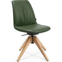 STUHL  in Echtleder pigmentiert  - Eichefarben/Grün, Design, Leder/Holz (46/82,5-85,25/55cm) - Johann Jakob