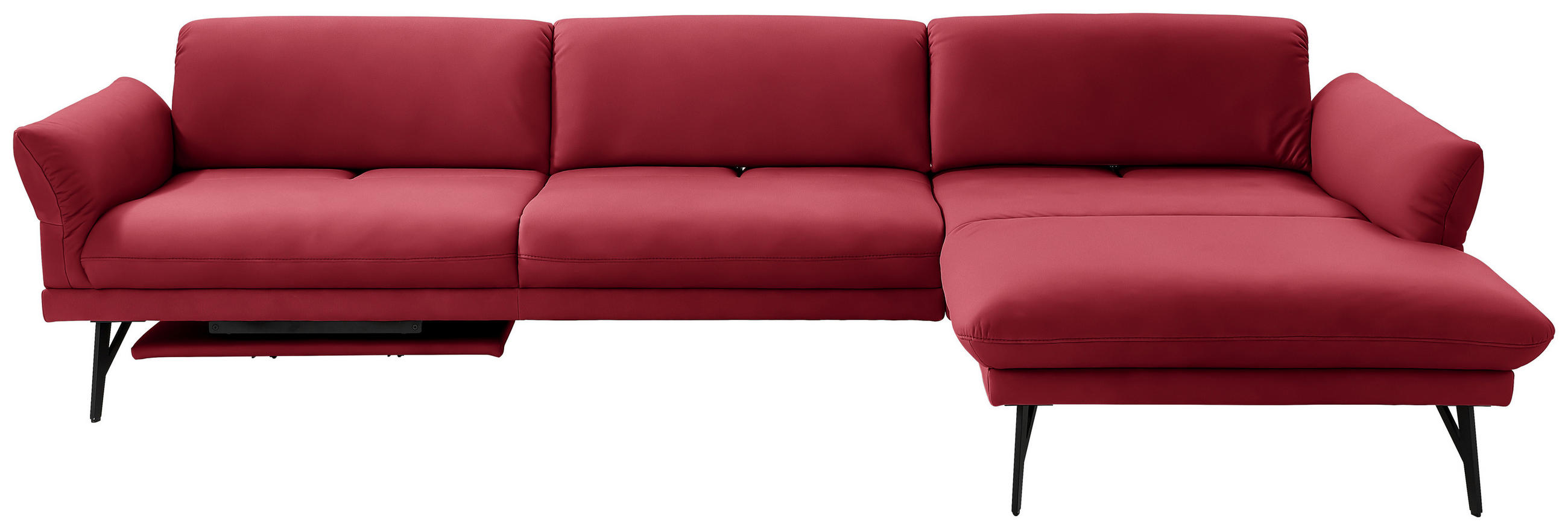 ECKSOFA in Echtleder Rot  308/173 cm  - Anthrazit/Rot, Design, Leder/Metall (308/173cm) - Joop!