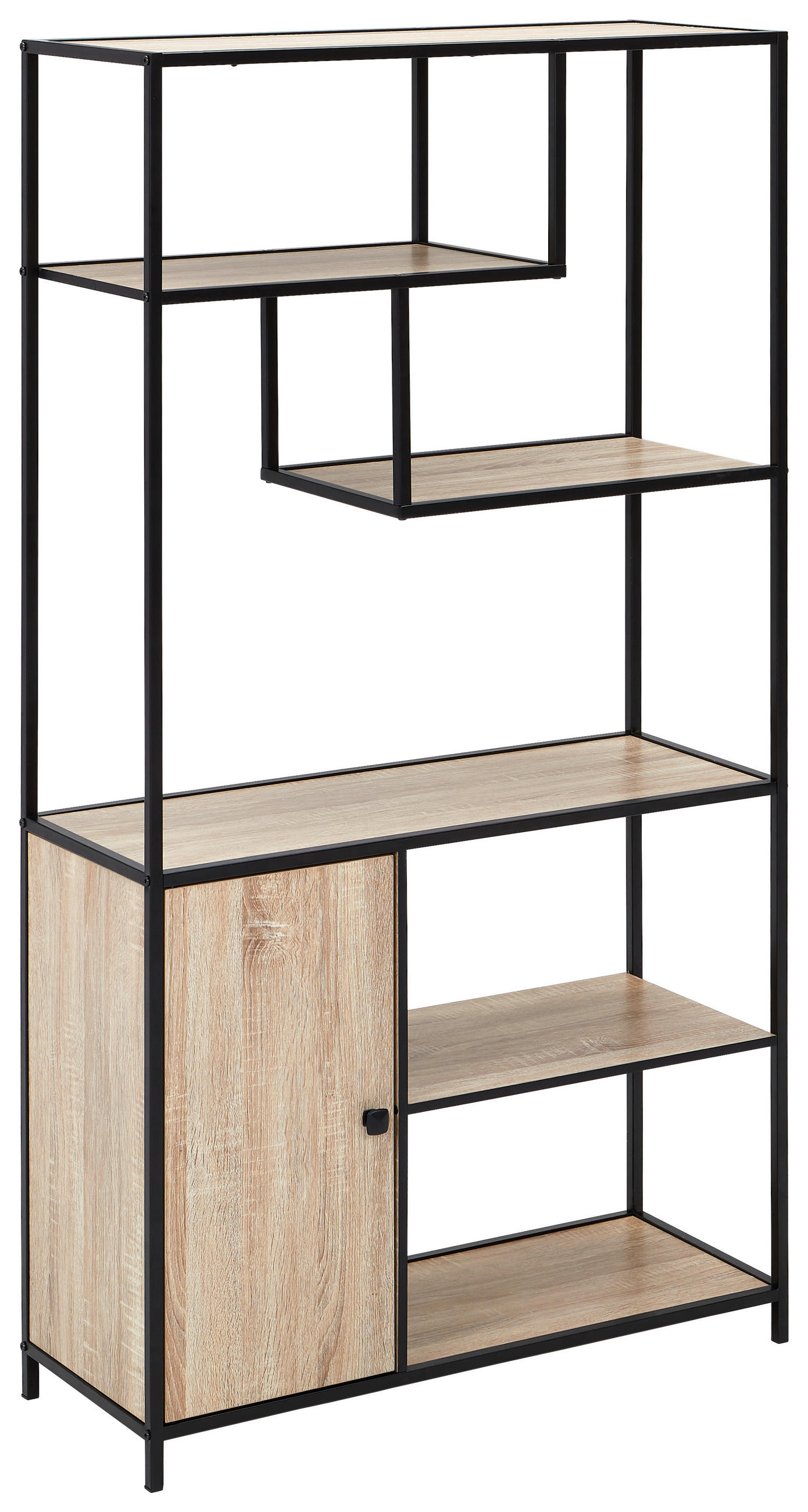 REGAL Metall Naturfarben, Schwarz  - Schwarz/Naturfarben, MODERN, Holzwerkstoff/Metall (88/160/33,2cm) - PBJ