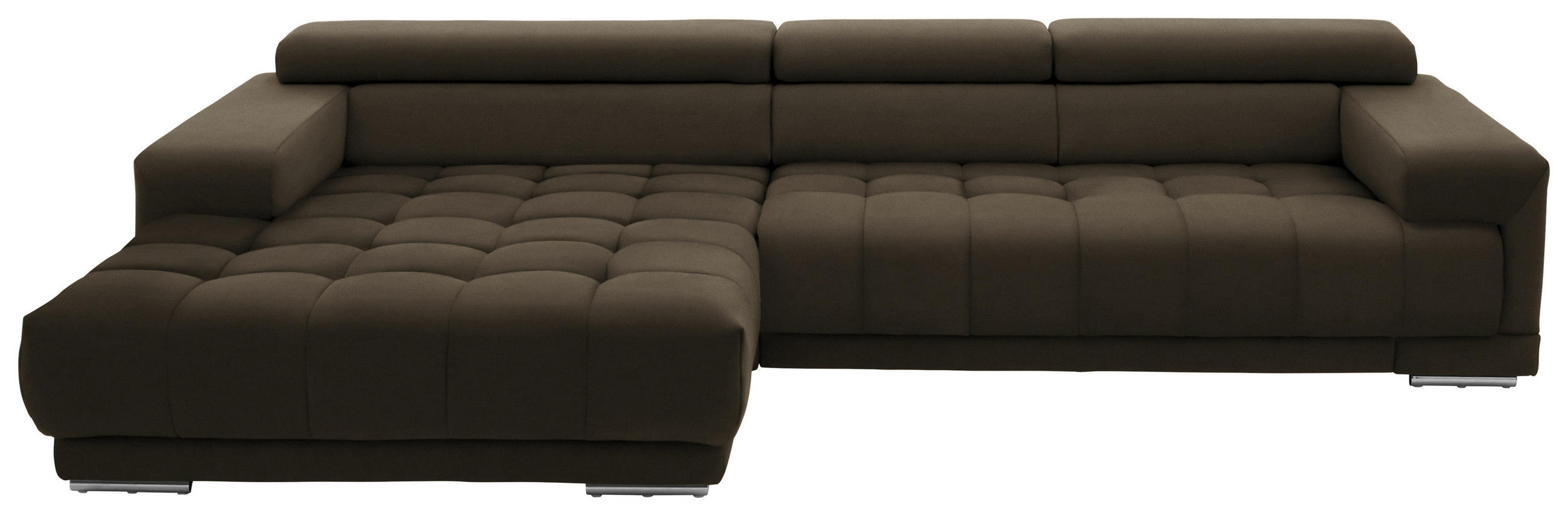 ECKSOFA Mikrofaser Graubraun  - Graubraun/Silberfarben, Design, Textil/Metall (190/335cm) - Beldomo Speed
