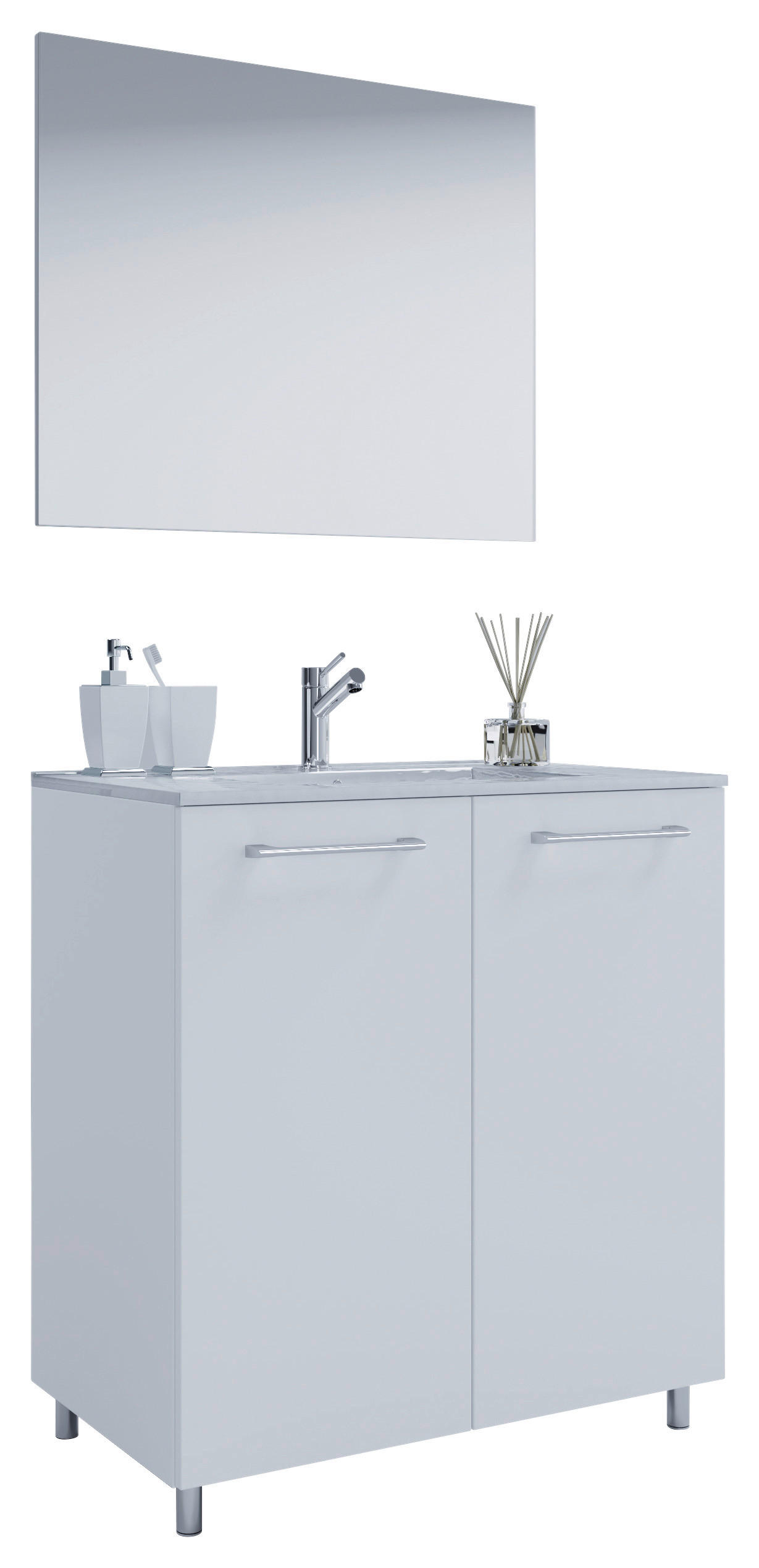 BADEZIMMER 3-teilig in 60 cm - Anthrazit/Alufarben, MODERN, Keramik/Holzwerkstoff (60cm) - MID.YOU