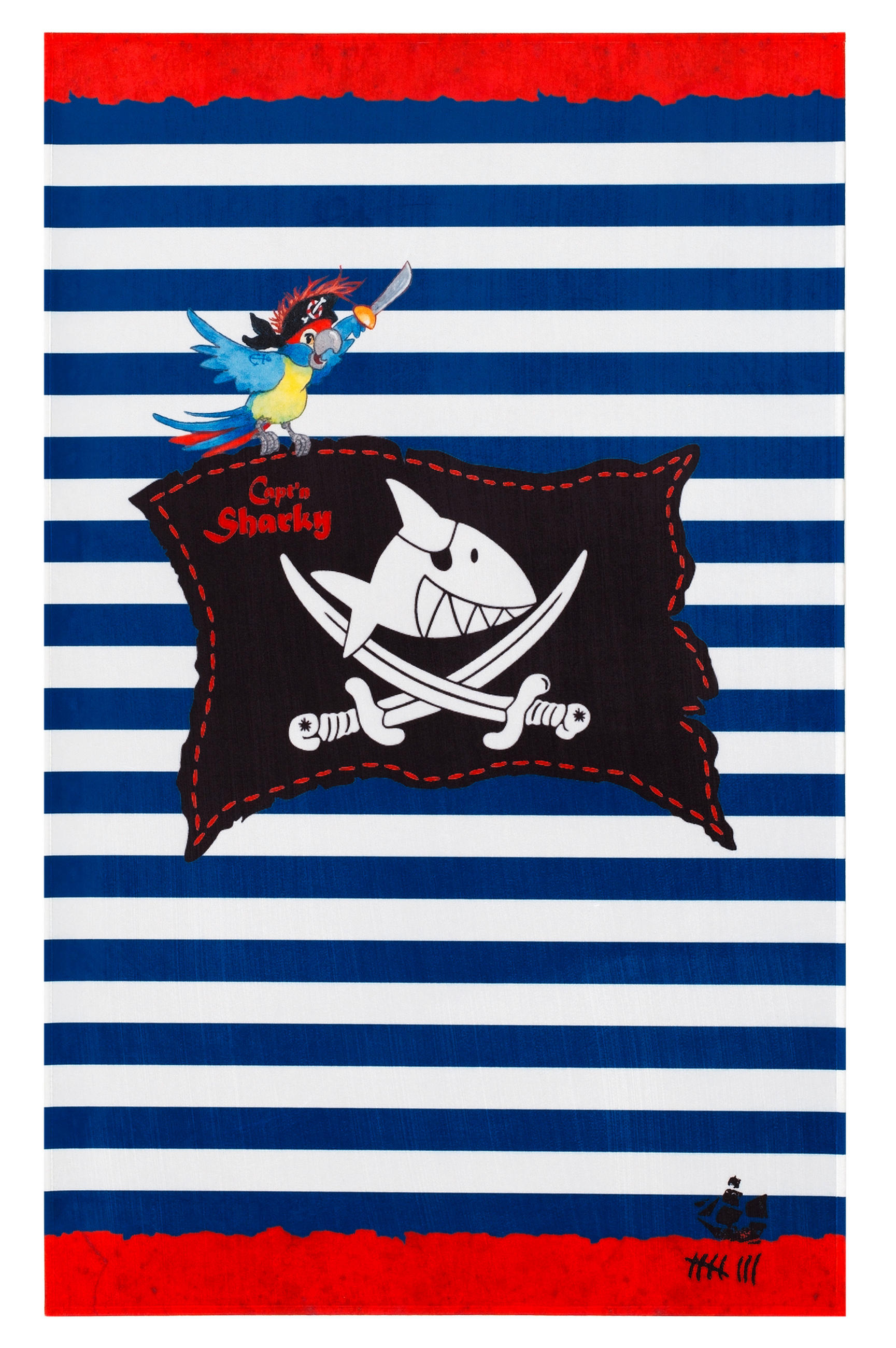 Kinderteppich Pirat Blau/Rot/Weiß 100x160 cm