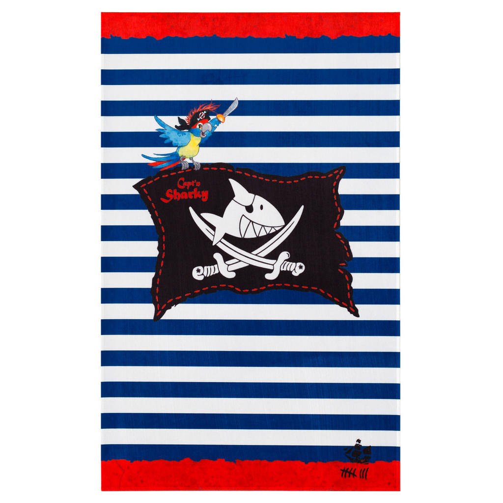 Kinderteppich Pirat Blau/Rot/Weiß 80x150 cm