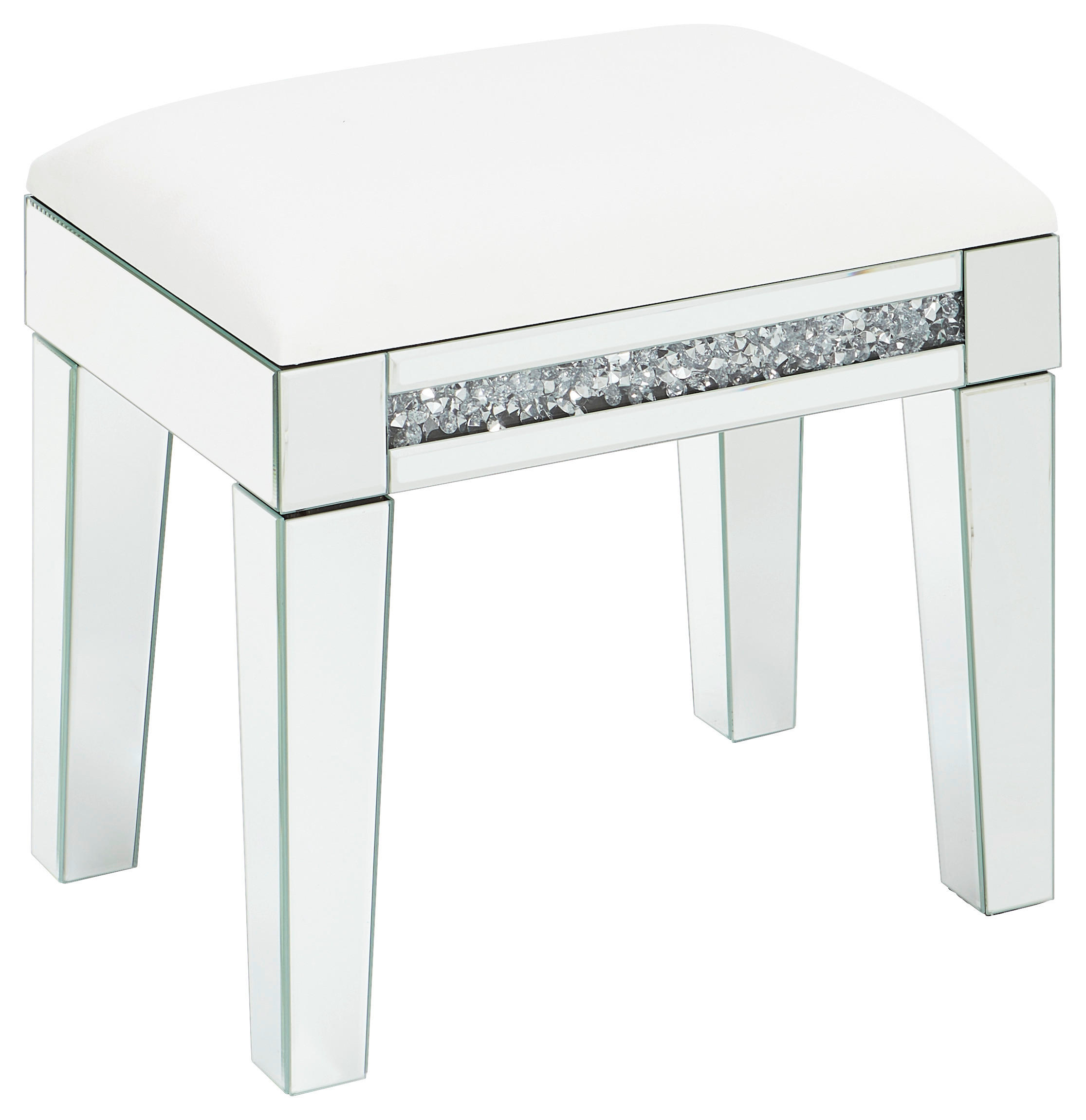 SCHMINKTISCHHOCKER Silberfarben, Weiß  - Silberfarben/Weiß, LIFESTYLE, Glas/Textil (50/47,5/35cm) - Xora