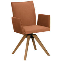ARMLEHNSTUHL Lederlook  - Eichefarben/Cognac, Konventionell, Holz/Textil (64/91/61cm) - Moderano