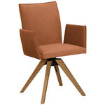ARMLEHNSTUHL  Stoffauswahl, Typenauswahl, Sitzfläche 360° drehbar, automatische Rückholfunktion Lederlook  - Eichefarben/Cognac, KONVENTIONELL, Holz/Textil (64/91/61cm) - Moderano