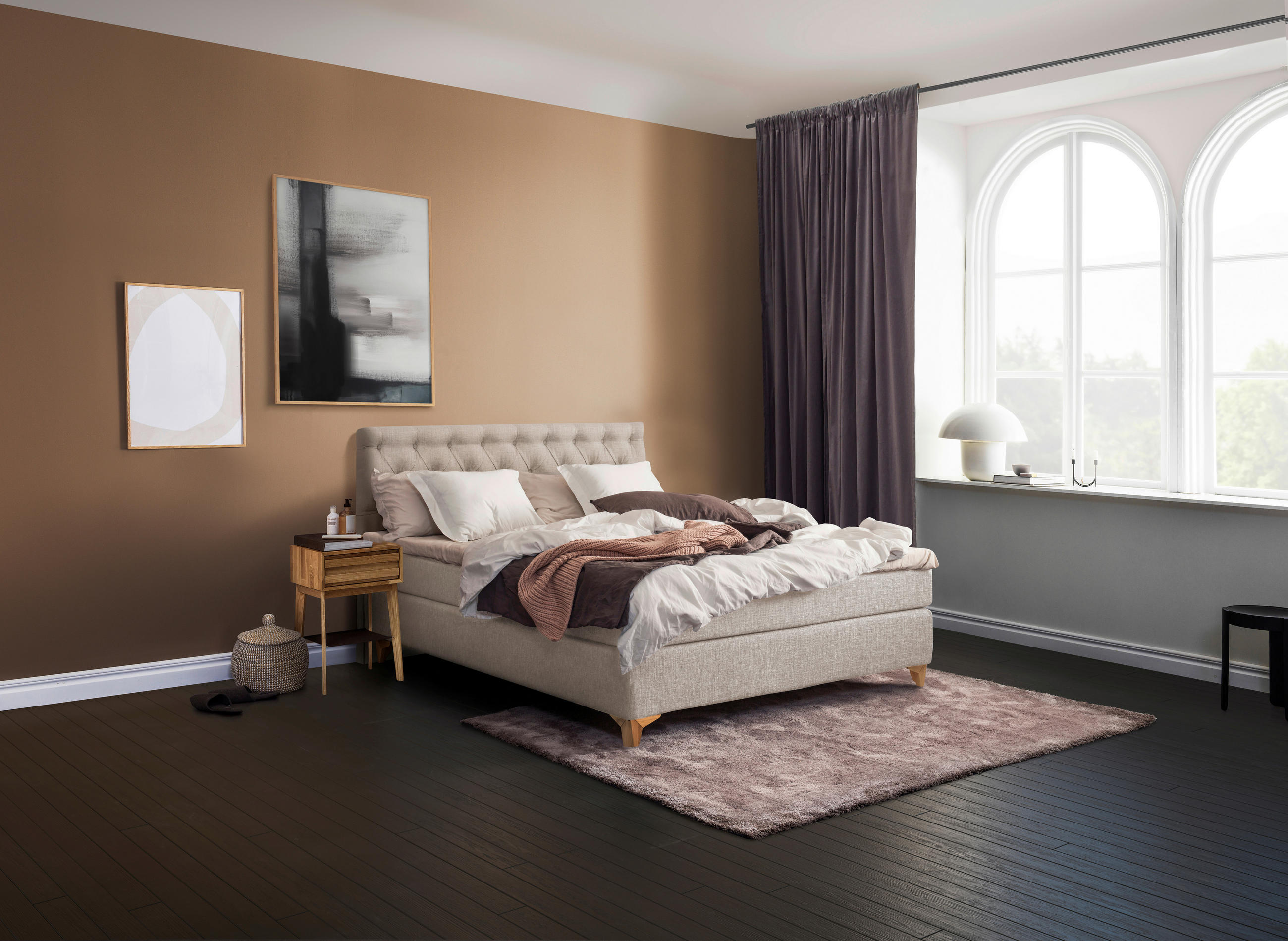 BOXSPRINGBETT 180/200 cm  in Naturfarben  - Naturfarben, KONVENTIONELL, Holz/Textil (180/200cm) - Jensen