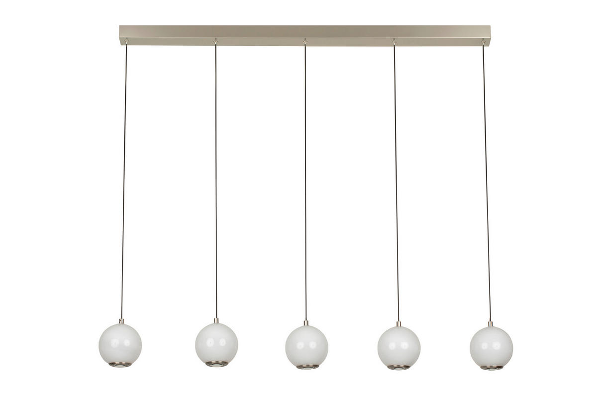 LED-HÄNGELEUCHTE Sabik 116/12/150 cm   - Weiß/Nickelfarben, Design, Glas/Metall (116/12/150cm) - Novel