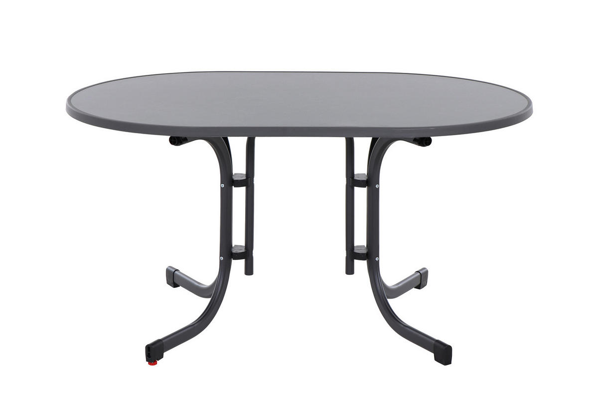 GARTENKLAPPTISCH Metall, Holzwerkstoff Anthrazit oval  - Anthrazit, KONVENTIONELL, Holzwerkstoff/Metall (140/90/71cm) - Siena Garden