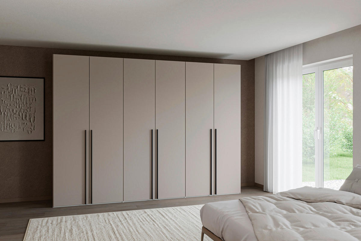DREHTÜRENSCHRANK 303/220/59 cm,  in Hellbraun, 6-türig  - Hellbraun/Schwarz, Design, Holzwerkstoff/Metall (303/220/59cm) - Jutzler