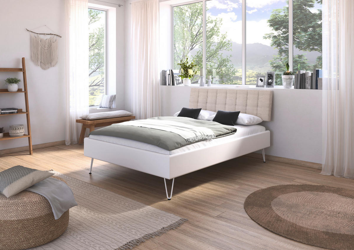 BETT 140/200 cm  in Weiß  - Weiß, Design, Holzwerkstoff/Textil (140/200cm) - Carryhome