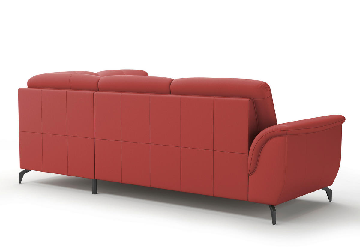 ECKSOFA in Echtleder Rot  244/212 cm  - Rot/Schwarz, MODERN, Leder/Metall (244/212cm) - Sit & More