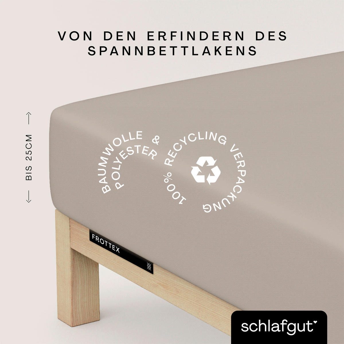 SPANNLEINTUCH 100/200 cm Frottee  - Taupe, Basics, Textil (100/200cm) - Schlafgut