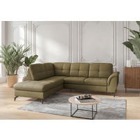 ECKSOFA in Vliesstoff Kombination Echtleder/Stoff Olivgrün  212/244 cm  - Schwarz/Olivgrün, MODERN, Leder/Textil (212/244cm) - Sit & More