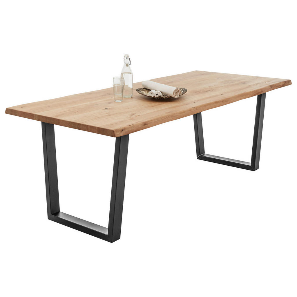 Esstisch Mit Echtholz-platte Benny 220x100 Cm Eiche/schwarz