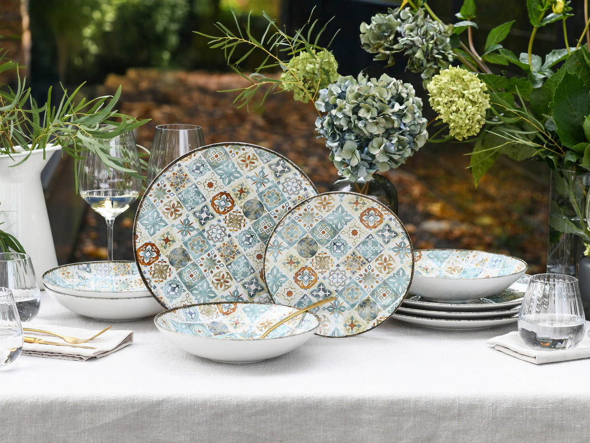 TAFELSERVICE Multicolor Mosaik 12-teilig  - Multicolor, Basics, Keramik - Creatable