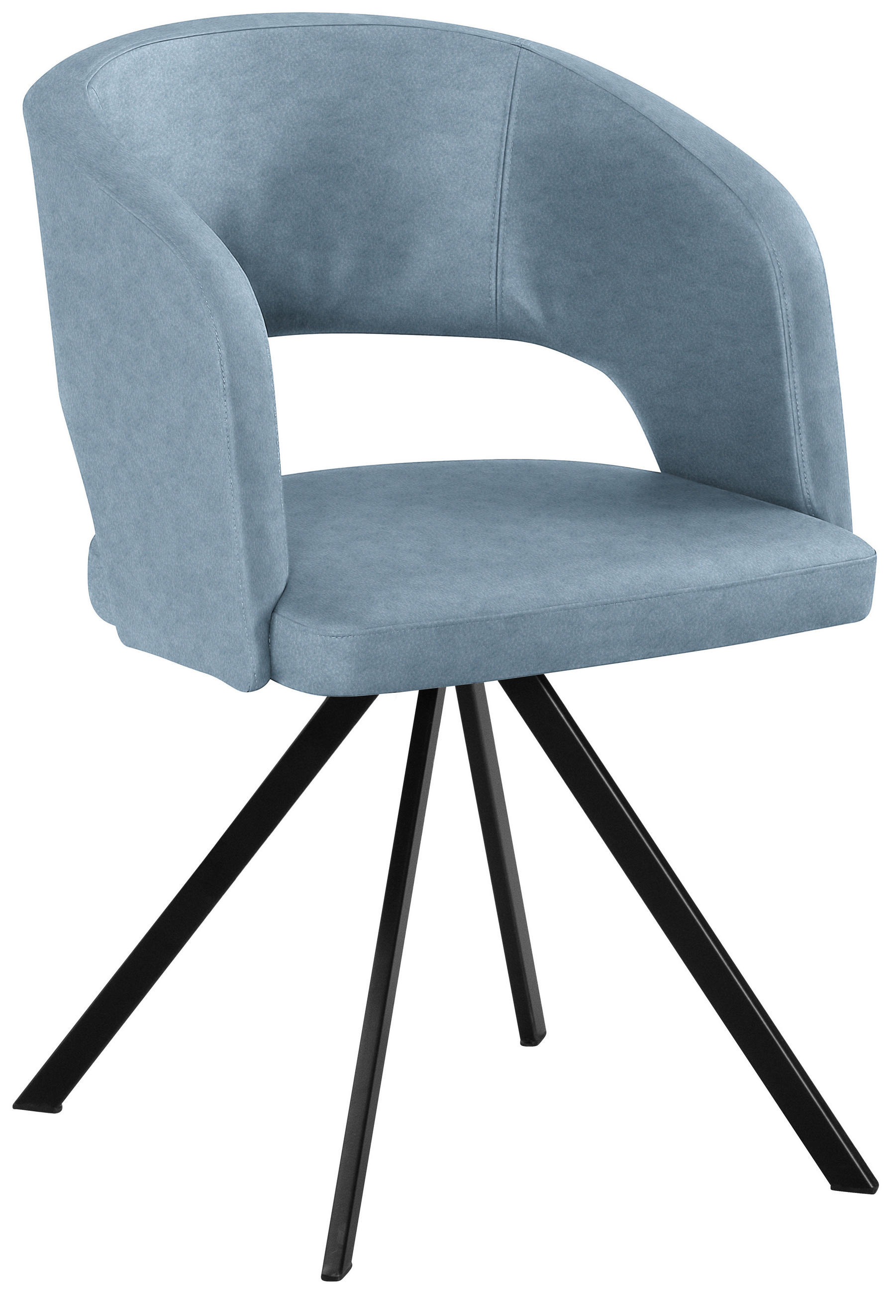 ARMLEHNSTUHL Stahl Mikrofaser, Lederlook (vegan)  - Schwarz/Hellblau, Konventionell, Textil/Metall (56/84/59cm) - Moderano