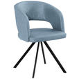 ARMLEHNSTUHL  Stoffauswahl, Typenauswahl, inklusive Armlehnen Mikrofaser, Lederlook (vegan)  - Schwarz/Hellblau, KONVENTIONELL, Textil/Metall (56/84/59cm) - Moderano