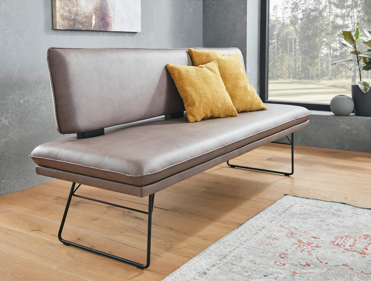 SITZBANK in Metall, Textil Braun, Schwarz  - Schwarz/Braun, Design, Textil/Metall (195/91/65cm) - Dieter Knoll