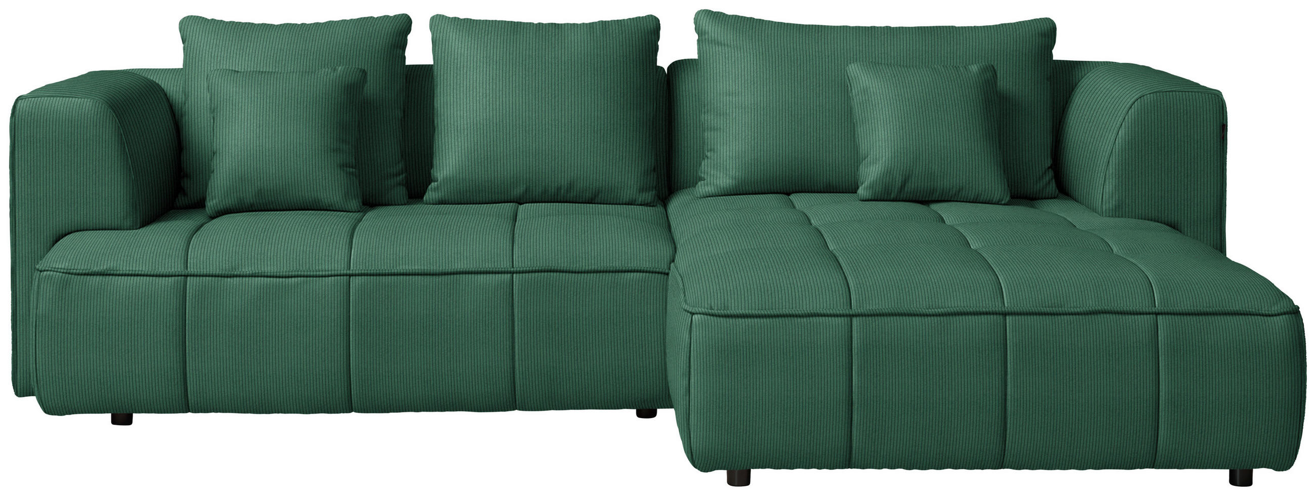 ECKSOFA Feincord Dunkelgrün  - Dunkelgrün/Schwarz, Design, Kunststoff/Textil (288/188cm) - Welnova