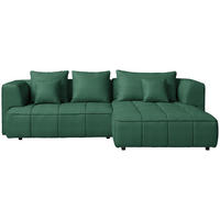 ECKSOFA Feincord Dunkelgrün  - Dunkelgrün/Schwarz, Design, Kunststoff/Textil (288/188cm) - Welnova