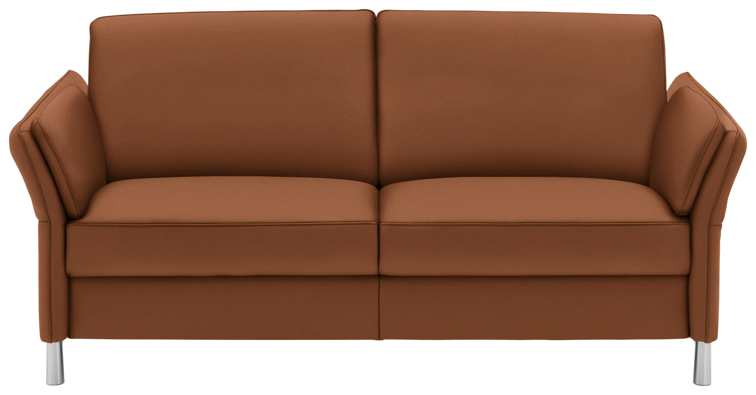 2,5-SITZER Echtleder Cognac  - Cognac/Alufarben, Design, Leder/Metall (164/82/99cm) - Dieter Knoll