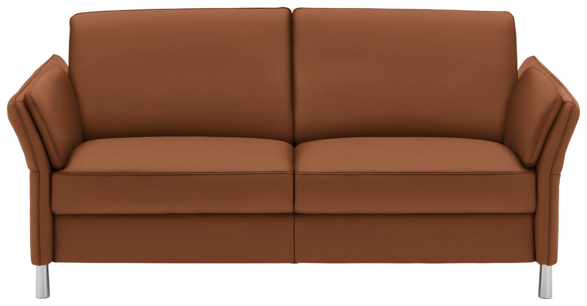 2,5-SITZER Echtleder Cognac  - Cognac/Alufarben, Design, Leder/Metall (164/82/99cm) - Dieter Knoll