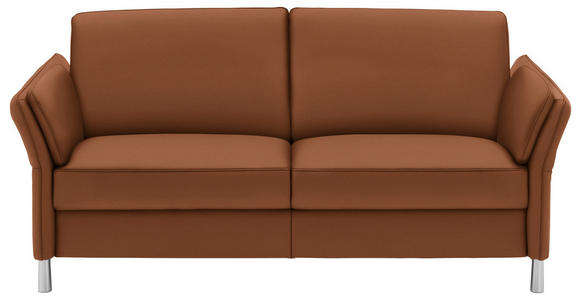 2,5-SITZER Latina in Echtleder Cognac   - Cognac/Alufarben, Design, Leder/Metall (164/82/99cm) - Dieter Knoll