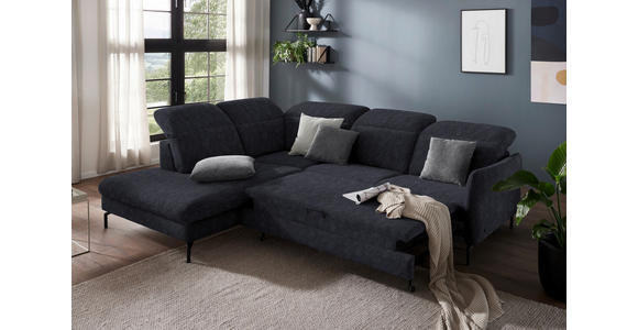 ECKSOFA in Flachgewebe Graphitfarben 233/299-313 cm - Schwarz/Graphitfarben, Design, Textil/Metall (233/299-313cm) - Dieter Knoll
