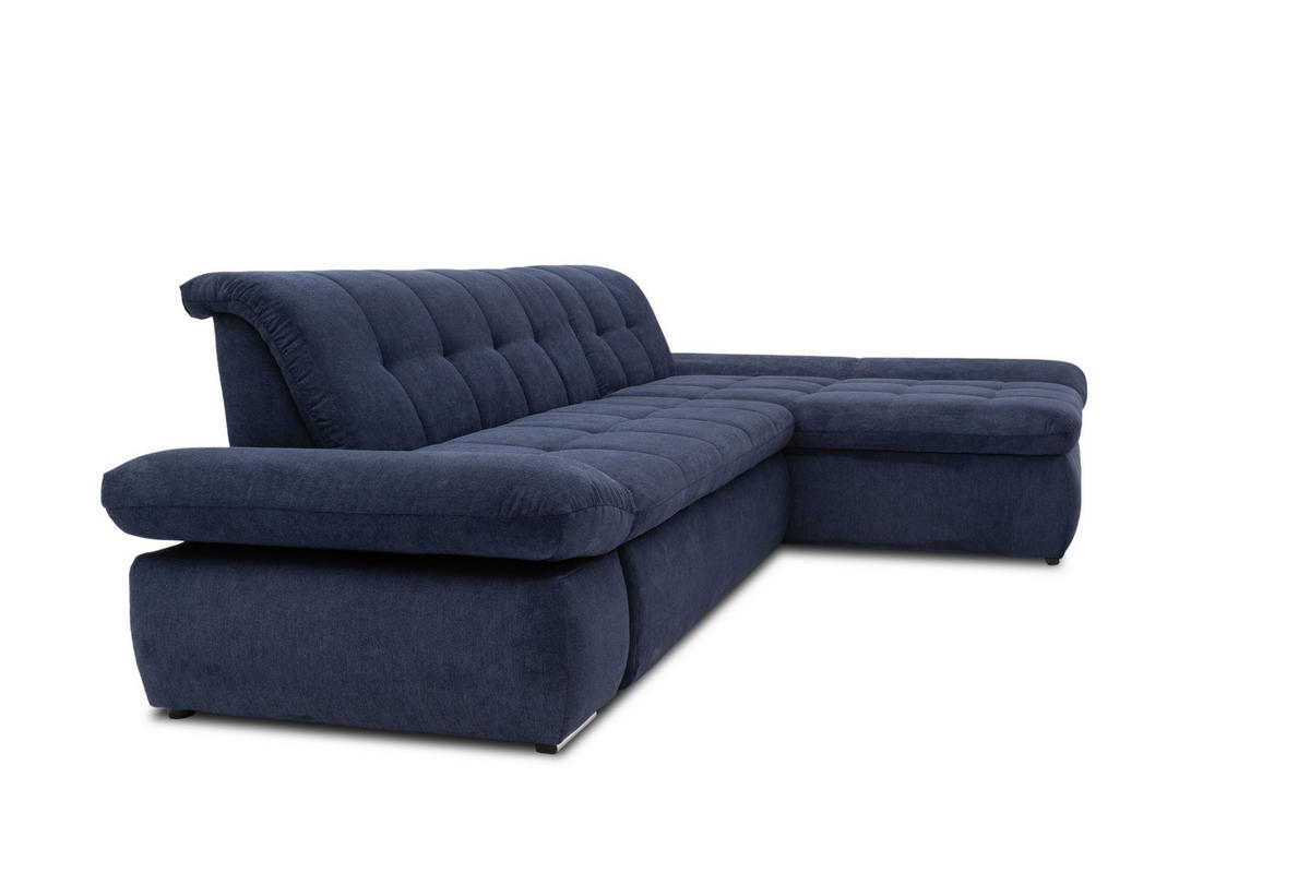 ECKSOFA in Mikrofaser Dunkelblau  300/172 cm  - Chromfarben/Dunkelblau, KONVENTIONELL, Textil/Metall (300/172cm) - MID.YOU