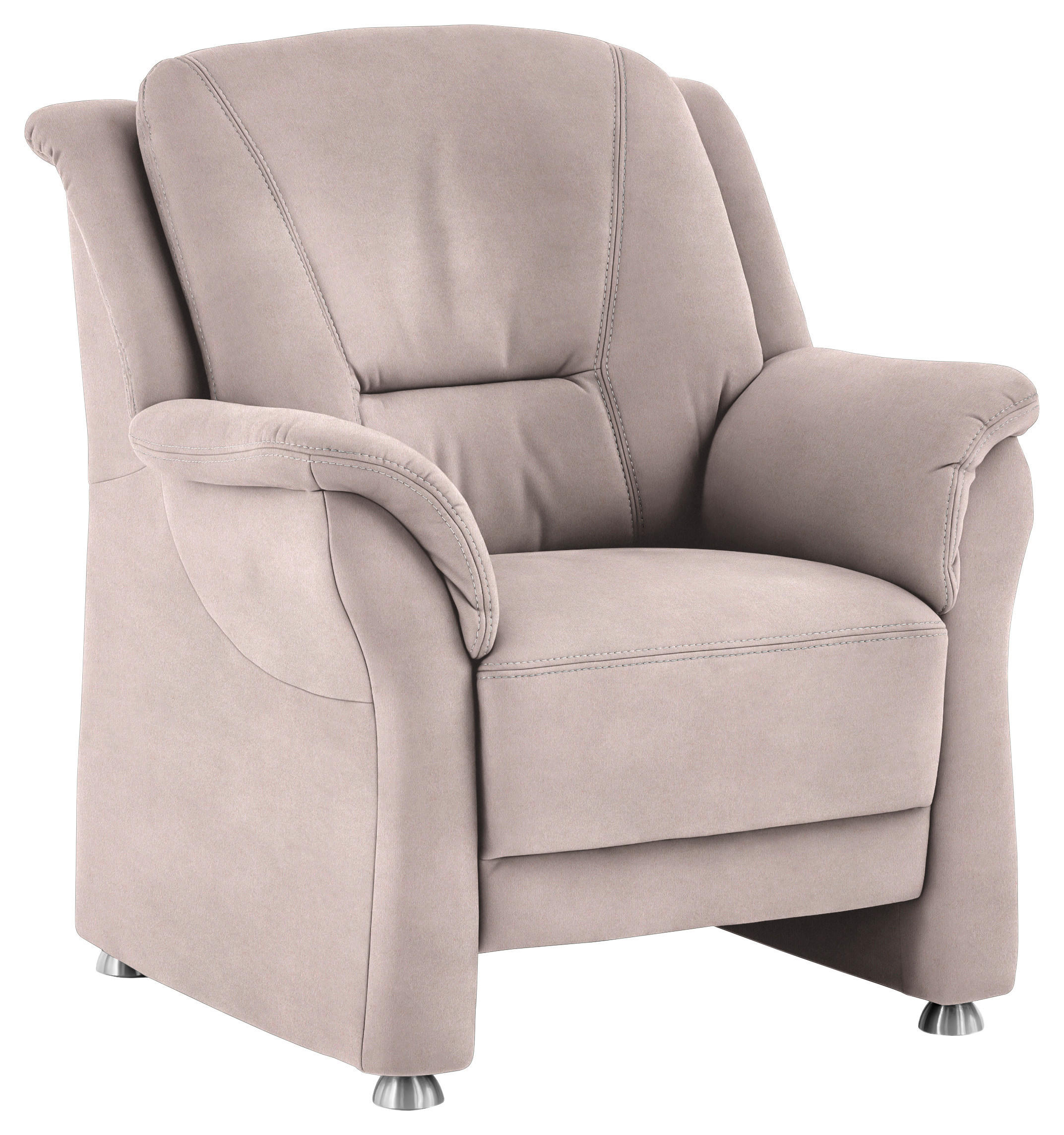 SESSEL in Mikrofaser Rosa  - Beige/Alufarben, Konventionell, Textil/Metall (90/100/89cm) - Beldomo Comfort