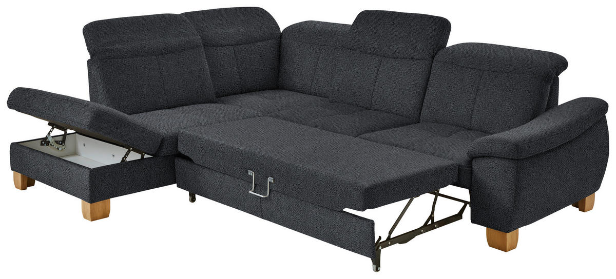 ECKSOFA in Flachgewebe Anthrazit  - Wildeiche/Anthrazit, Natur, Holz/Textil (243/301cm) - Voleo