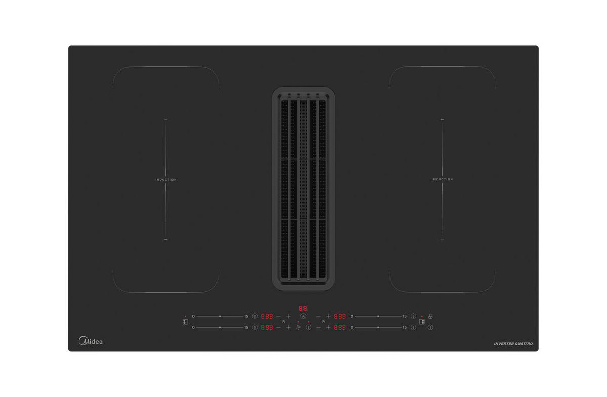 KOCHFELD-DUNSTABZUG-KOMBI MIH740Y038B  - Schwarz, Basics, Glas (80/23,7/52cm) - Midea