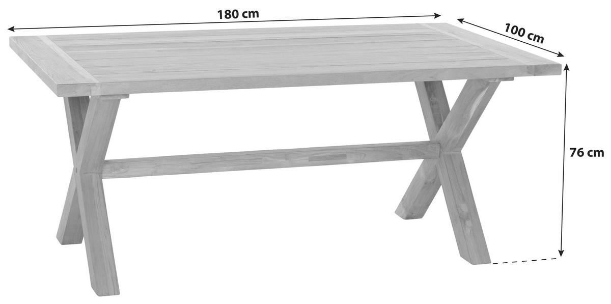 GARTENTISCH 180/100/76 cm Holz rechteckig  - Teakfarben, MODERN, Holz (180/100/76cm) - Siena Garden