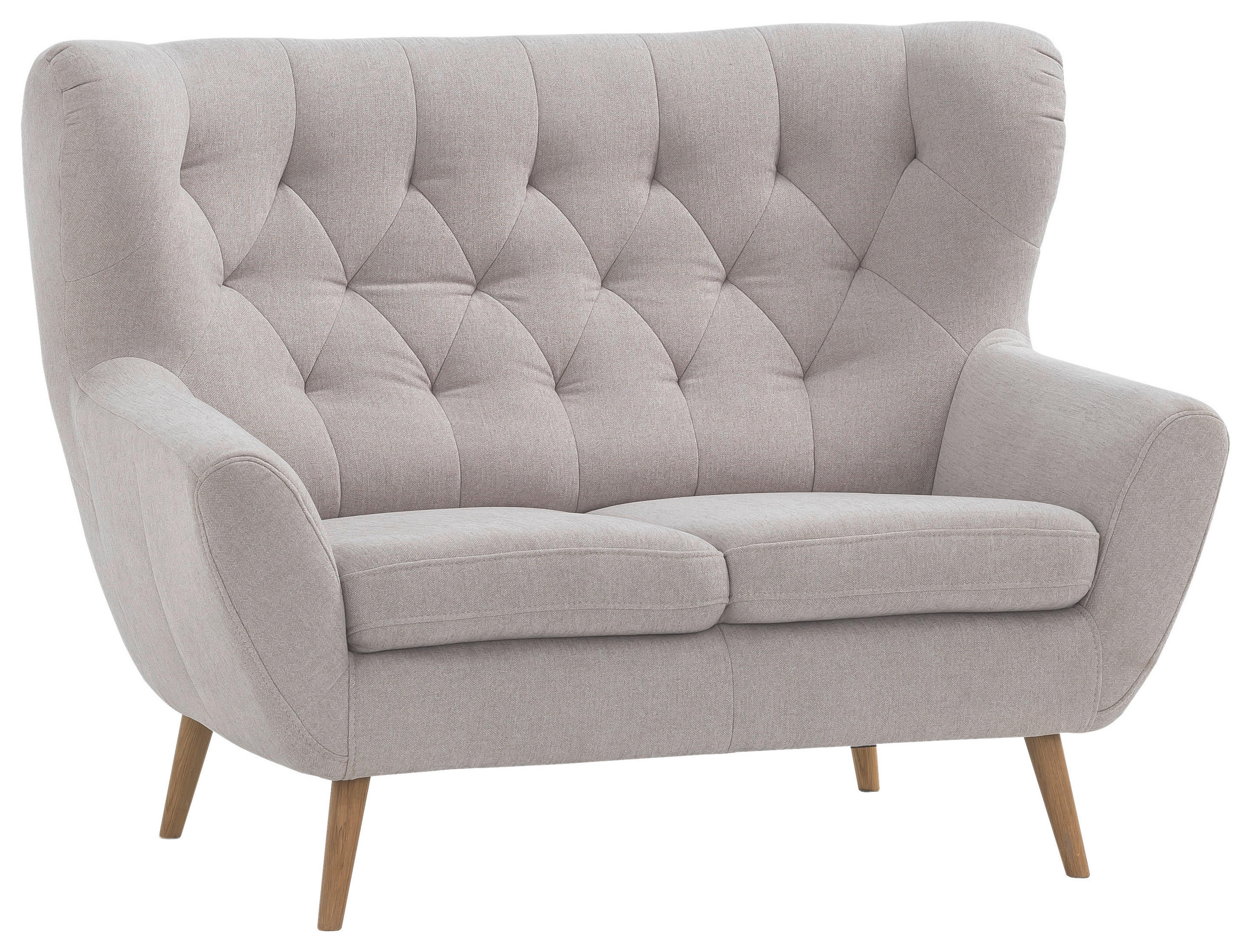 2-SITZER-SOFA Flachgewebe Beige  - Eichefarben/Beige, Design, Holz/Textil (138/104/92cm) - Stylife