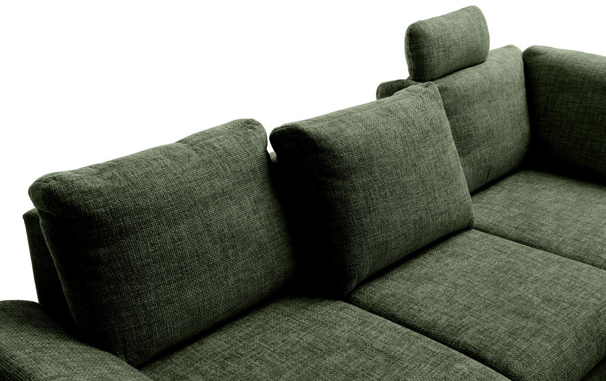 ECKSCHLAFSOFA in Struktur Dunkelgrün  - Wildeiche/Dunkelgrün, MODERN, Holz/Textil (265/206cm) - Livetastic