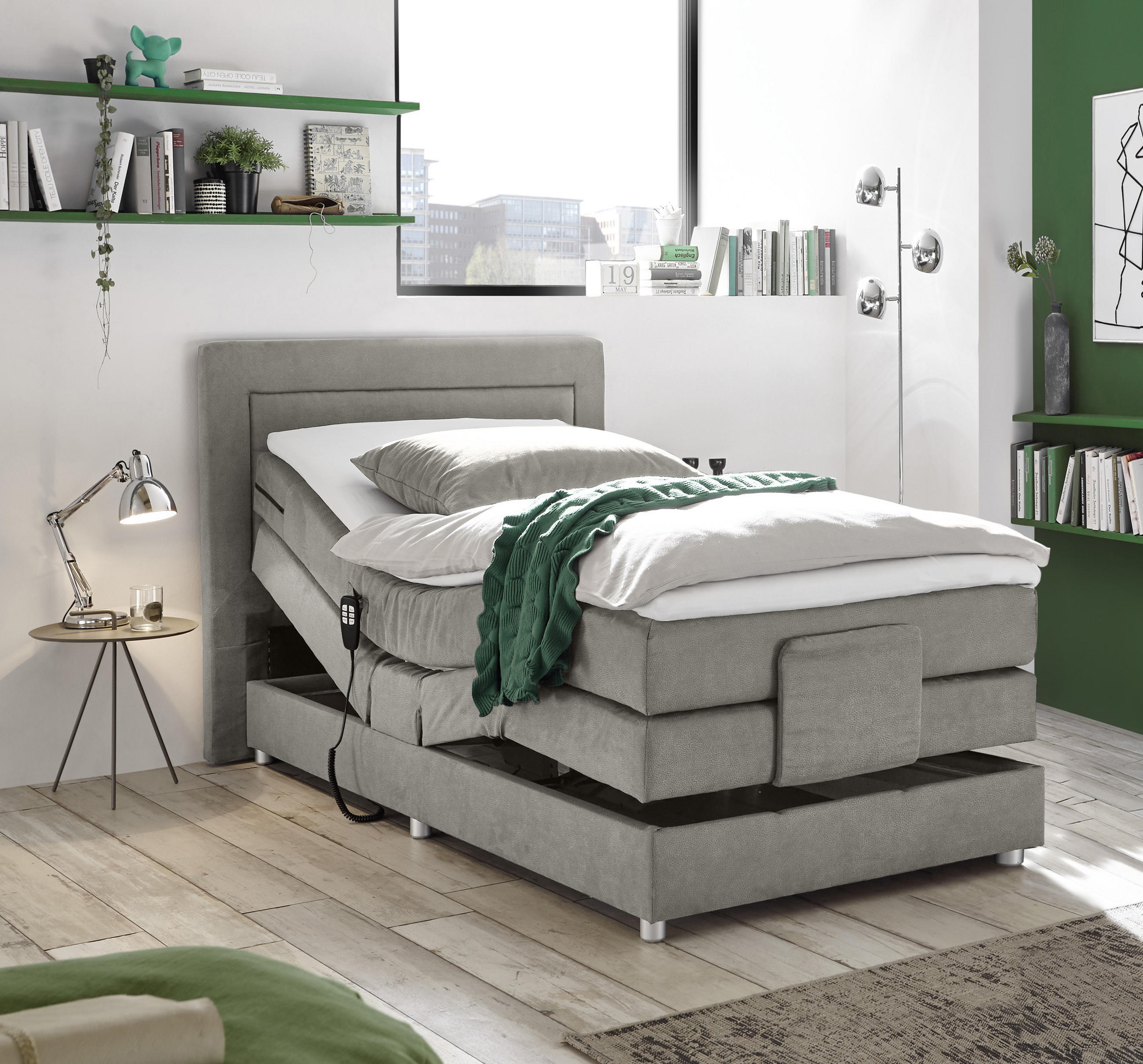 BOXSPRINGBETT 120/200 cm  in Hellgrau  - Silberfarben/Hellgrau, Basics, Holzwerkstoff/Kunststoff (120/200cm) - MID.YOU