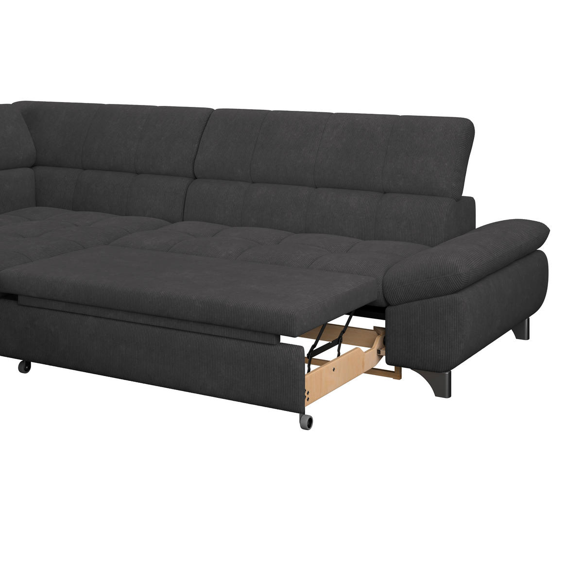 ECKSOFA Schwarz Chenille  - Chromfarben/Schwarz, KONVENTIONELL, Textil/Metall (234/312cm) - Livetastic