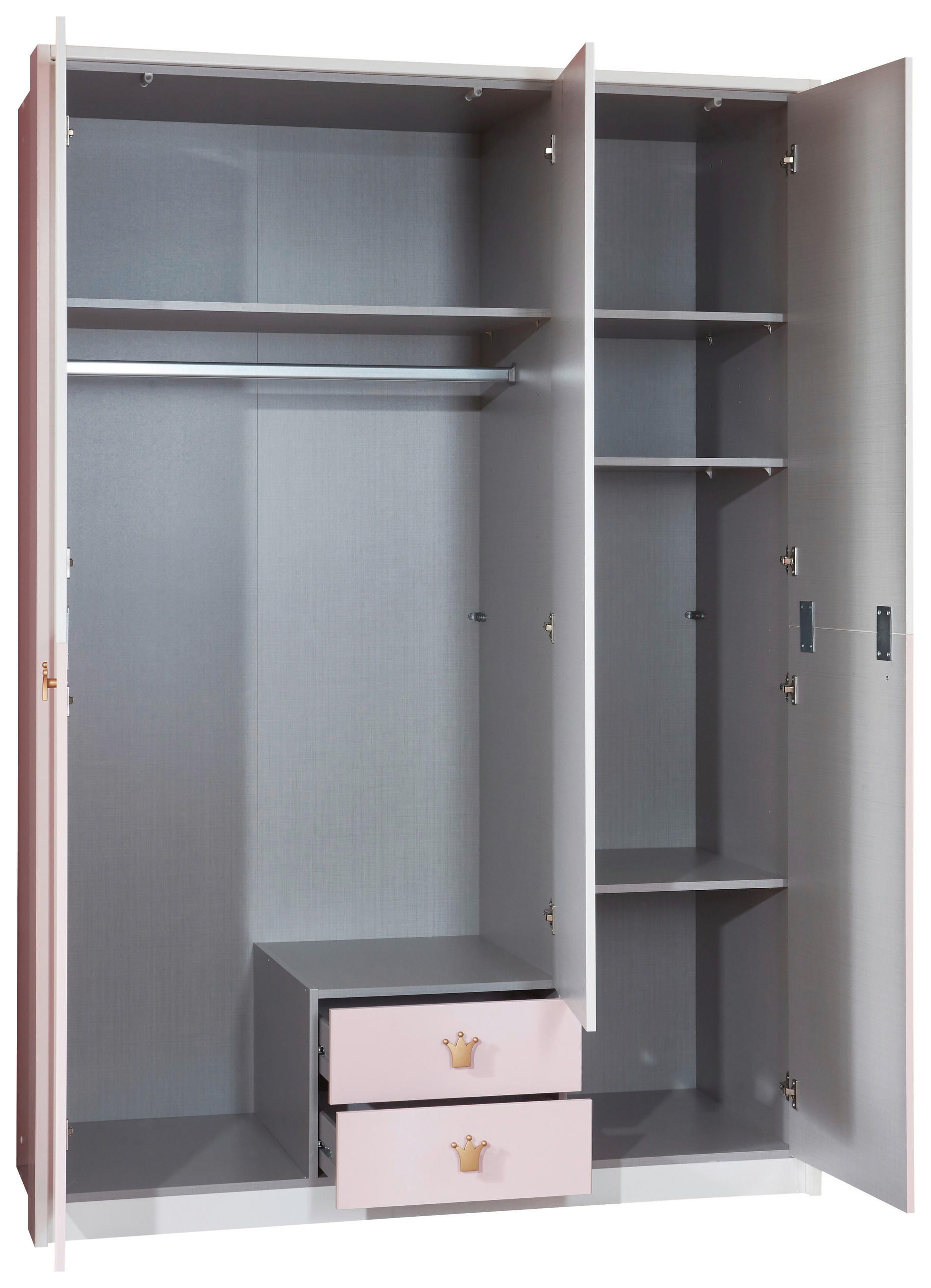 OMARA S KLASIČNIMI VRATI, bela, pink  - roza/pink, Konvencionalno, leseni material (139/199/58cm) - Ti'me