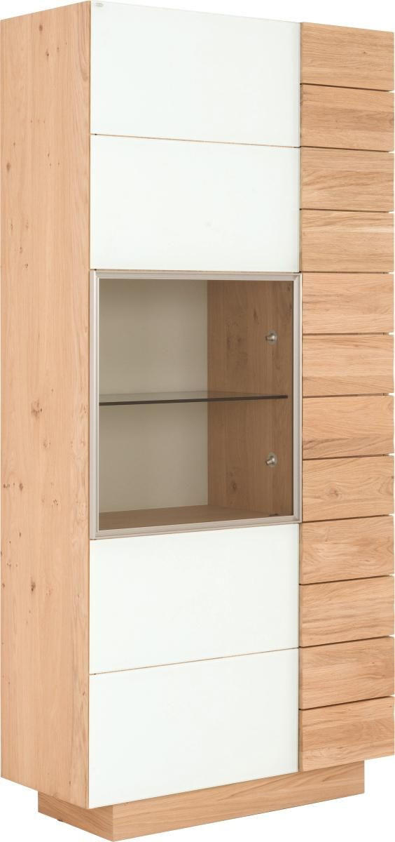 VITRÍNA, bílá, barvy dubu, 96/202/42,5 cm - bílá/barvy dubu, Design, dřevo/sklo (96/202/42,5cm) - Voglauer