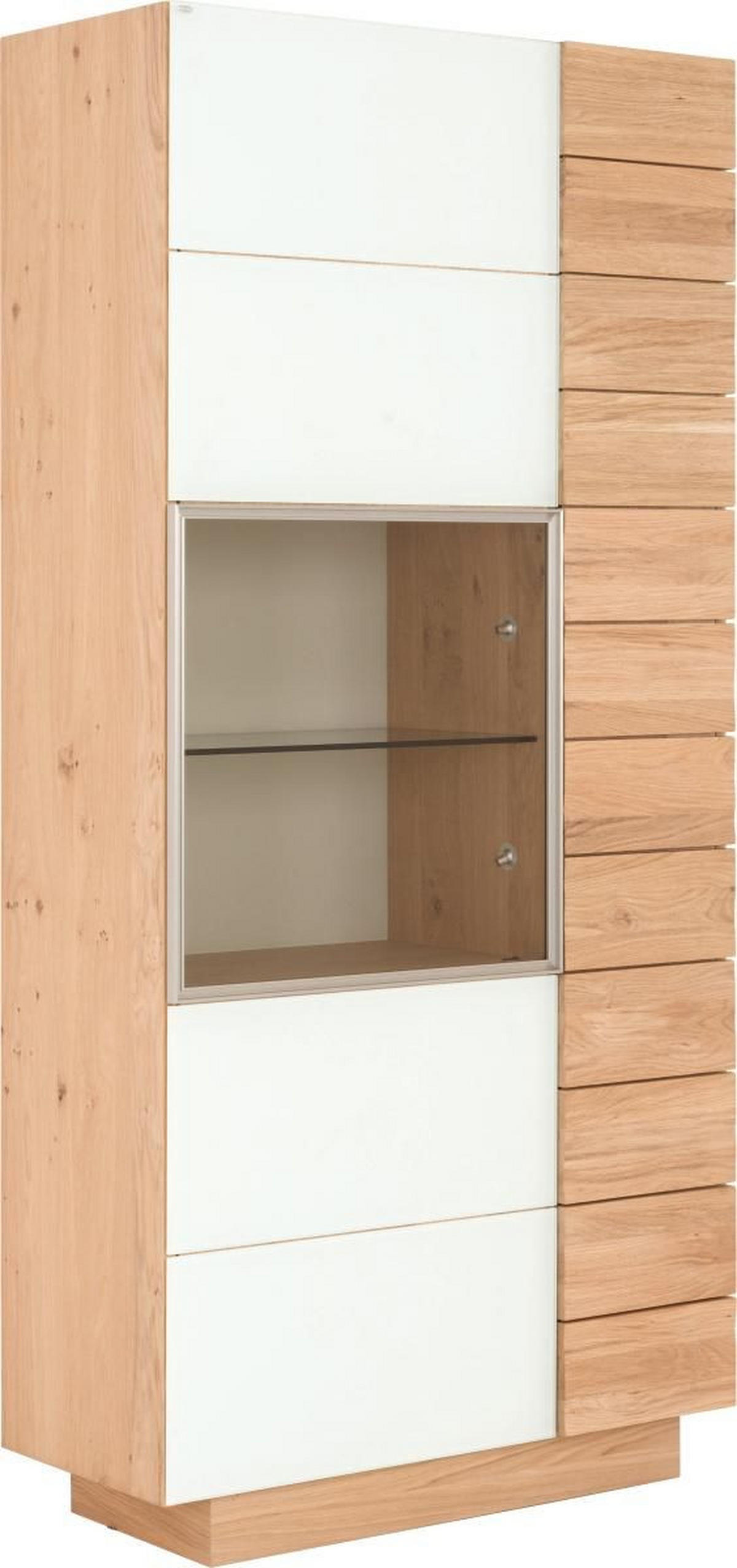 VITRÍNA, bílá, barvy dubu, 96/202/42,5 cm - bílá/barvy dubu, Design, dřevo/sklo (96/202/42,5cm) - Voglauer