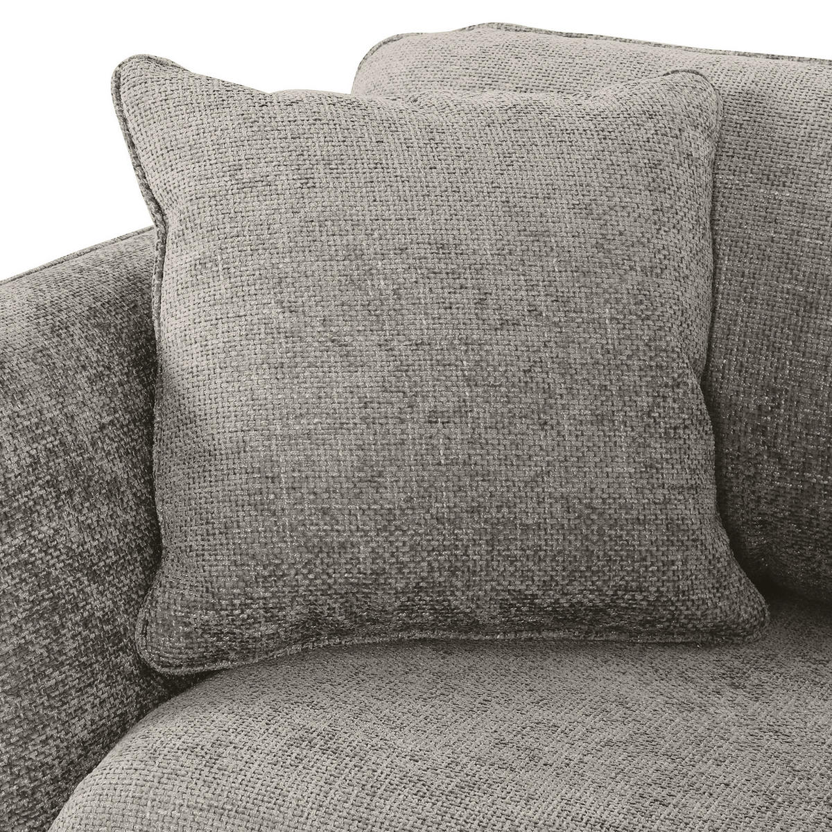 BIGSOFA in Chenille Hellgrau  - Hellgrau/Schwarz, Konventionell, Textil/Metall (215/70/98cm) - Carryhome