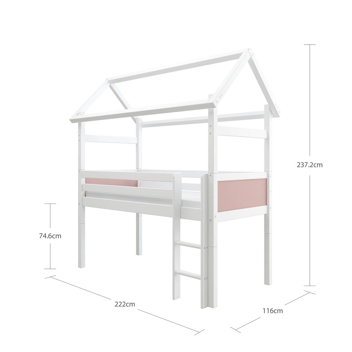HOCHBETT 90/200 cm,  in Rosa, Weiß, Leiter, Rollrost  - Rosa/Weiß, MODERN, Holz (90/200cm) - Chameo