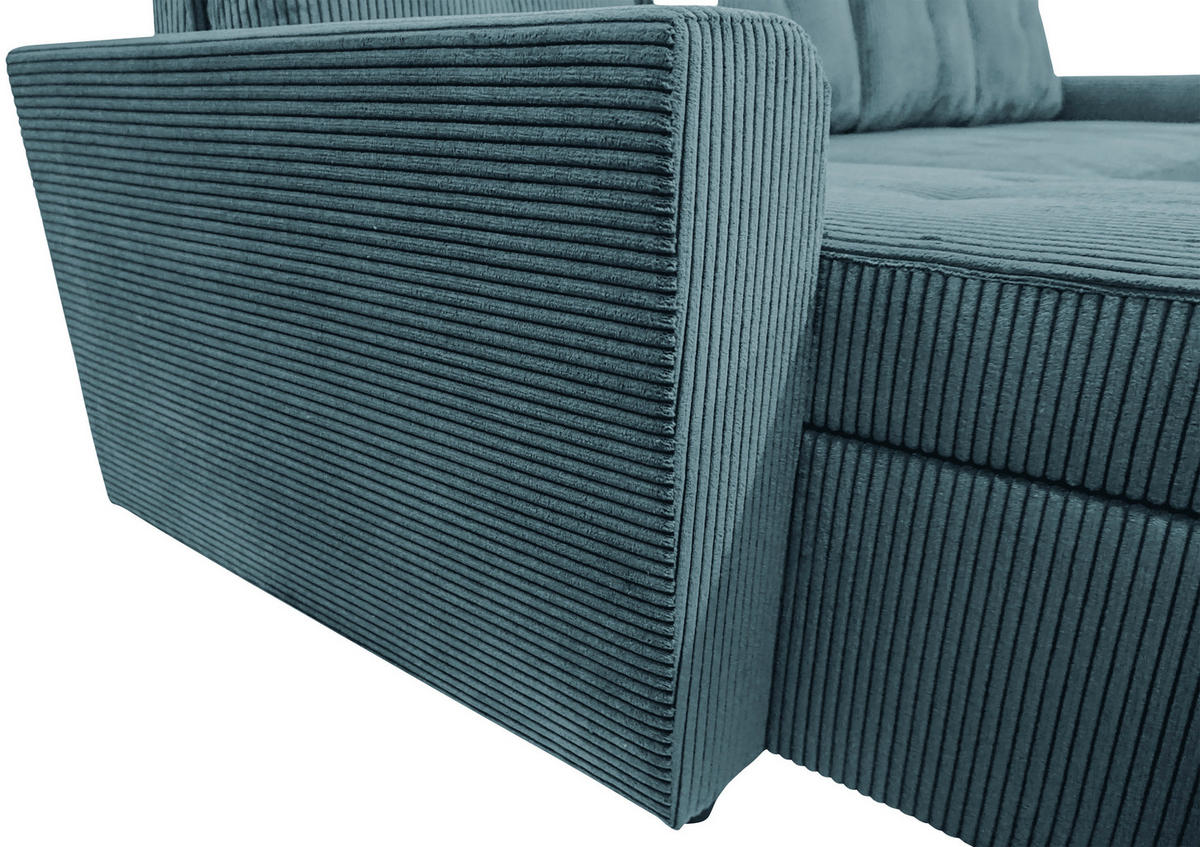 WOHNLANDSCHAFT TERMOLI in Cord Hellblau  - Schwarz/Hellblau, Design, Kunststoff/Textil (155/296/155cm) - MID.YOU