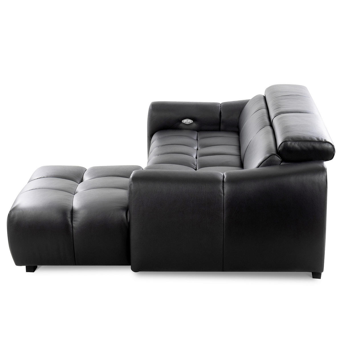 ECKSOFA  Echtleder Schwarz  - Schwarz, Design, Leder/Kunststoff (274/177cm) - Livetastic