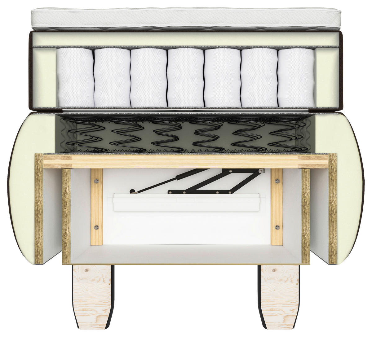 BOXSPRINGBETT 160/200 cm  in Dunkelbraun  - Dunkelbraun/Schwarz, KONVENTIONELL, Holz/Textil (160/200cm) - Ti'me