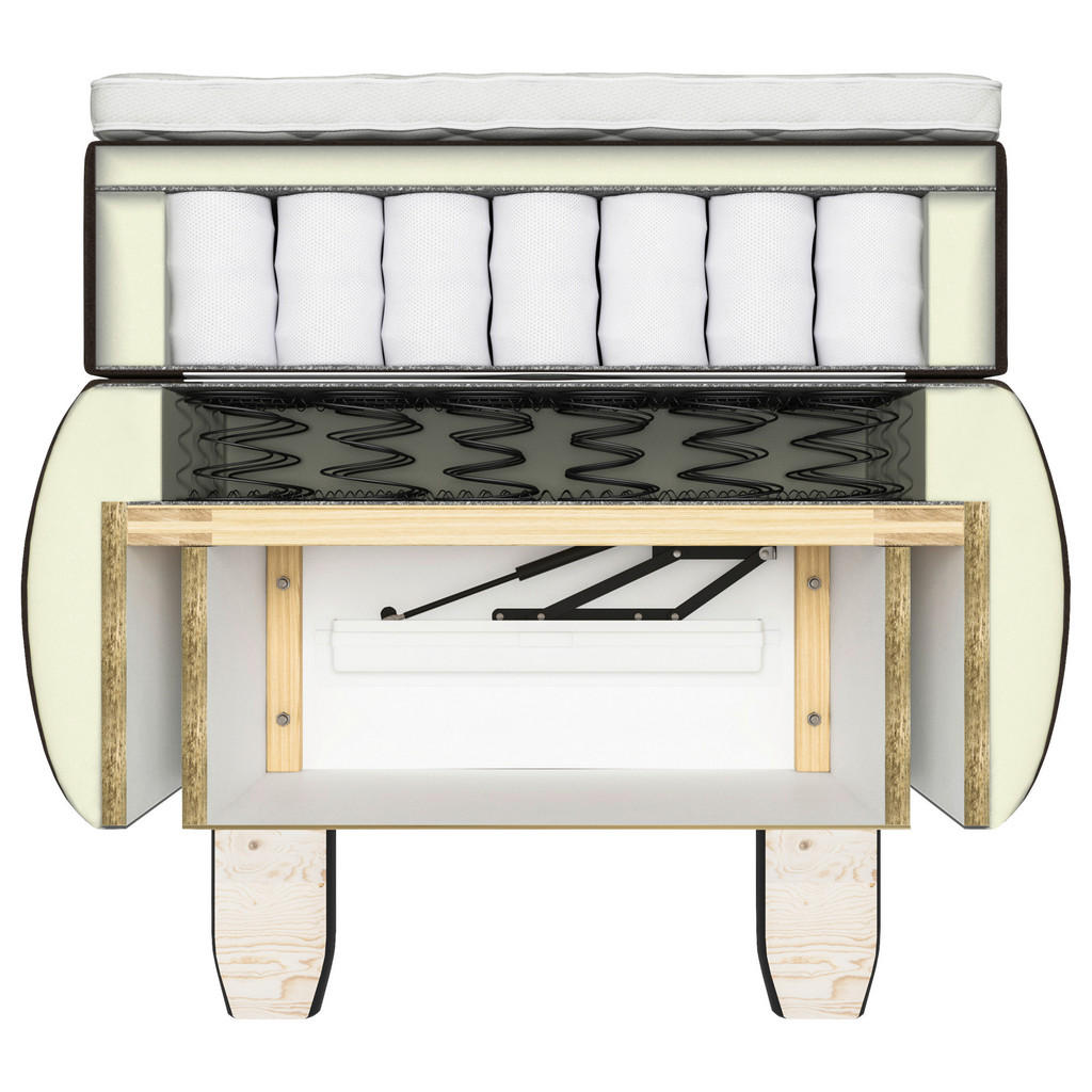 Thumbnail - Ti'me Boxspringbett, Dunkelgrün, Textil, Buche, massiv, H2, Höhe ca. 16 cm, 160x200 cm, Topper durchgehend, in verschied...